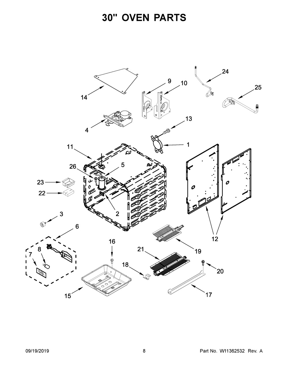 30" Oven Parts Diagram and Parts List for JGRP648HM00  Maytag Range