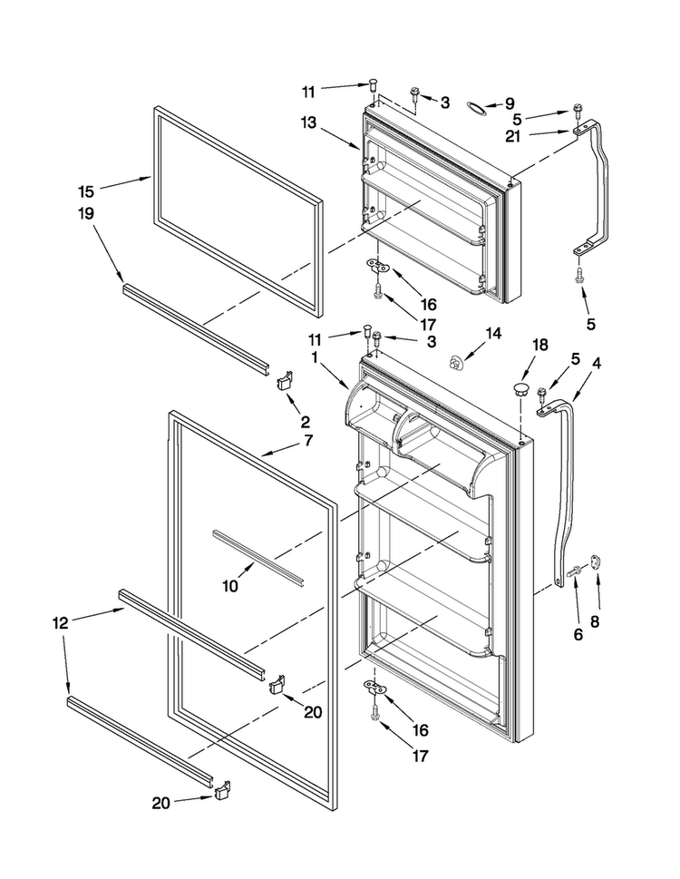 Door Parts Diagram and Parts List for A6TXNWFXB00  Amana Refrigerator