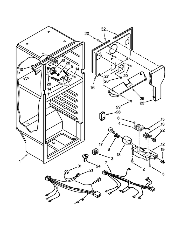 Liner Parts Diagram and Parts List for A8TXCWFXW00  Amana Refrigerator