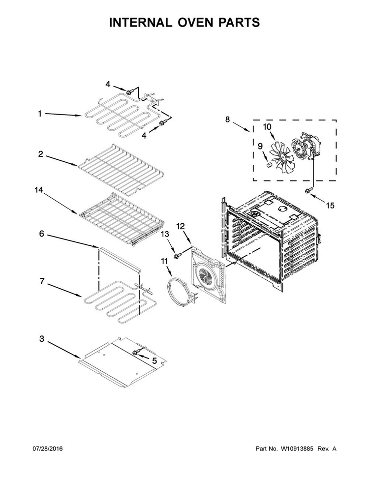 Internal Oven Parts Diagram and Parts List for MEW9630FZ01  Maytag Wall Oven