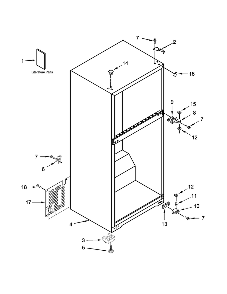 Cabinet Parts Diagram and Parts List for A8TXNGFBW01  Amana Refrigerator
