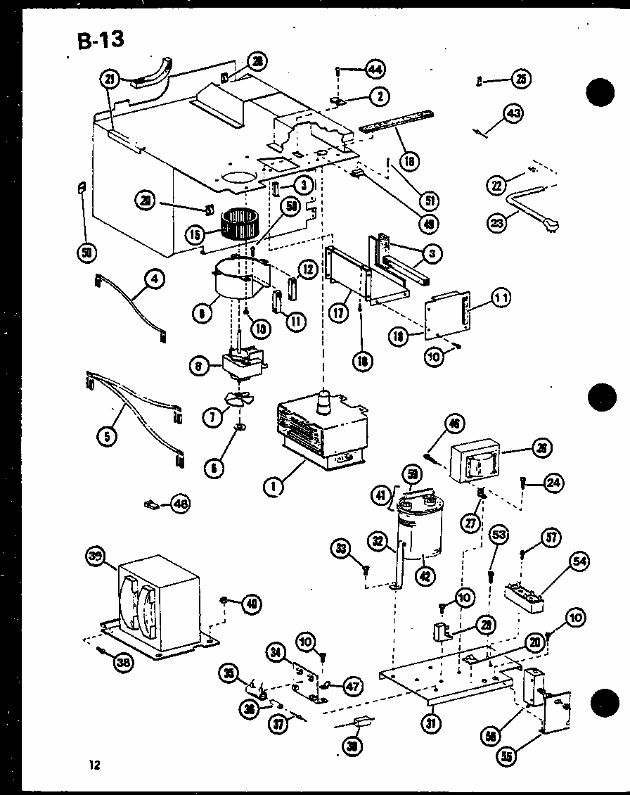 Interior Controls Diagram and Parts List for RV-10A P75085-14M Amana Microwave