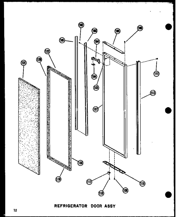 Refrigerator Door Assy Diagram and Parts List for SRI19W-AG-P60340-24WG  Amana Refrigerator