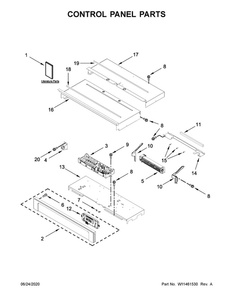 Control Panel Parts Diagram and Parts List for MEW9630FZ04  Maytag Wall Oven