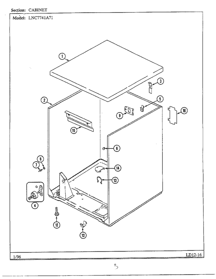 Cabinet Diagram and Parts List for LNC7741A71  Maytag Dryer