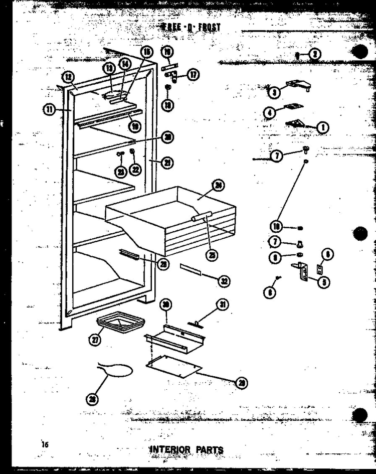Section 10 Diagram and Parts List for ESUF16B P60345-50W Amana Freezer