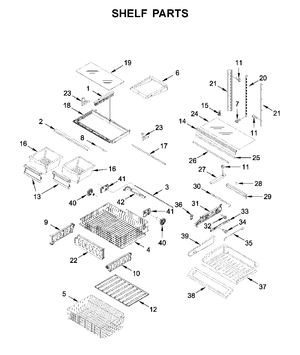 Shelf parts Diagram and Parts List for MFF2258FEZ04  Maytag Refrigerator