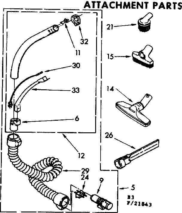 Attachment Parts Diagram and Parts List for 11621843  Kenmore Canister Vacuum