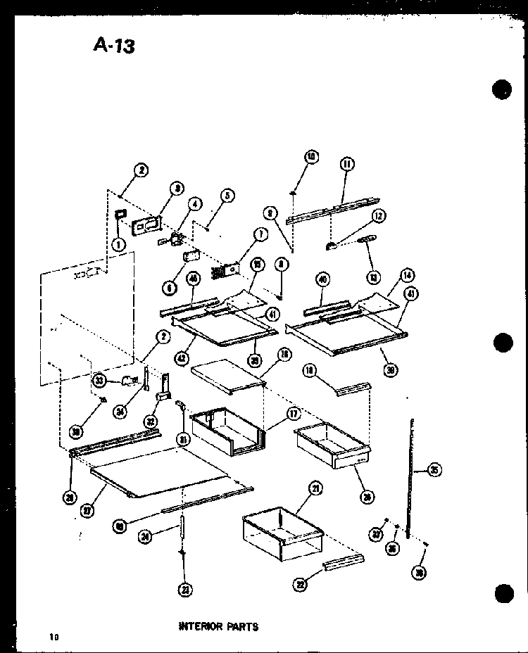 Interior Parts Diagram and Parts List for BKI-20E-L-P74702-7WL  Amana Refrigerator