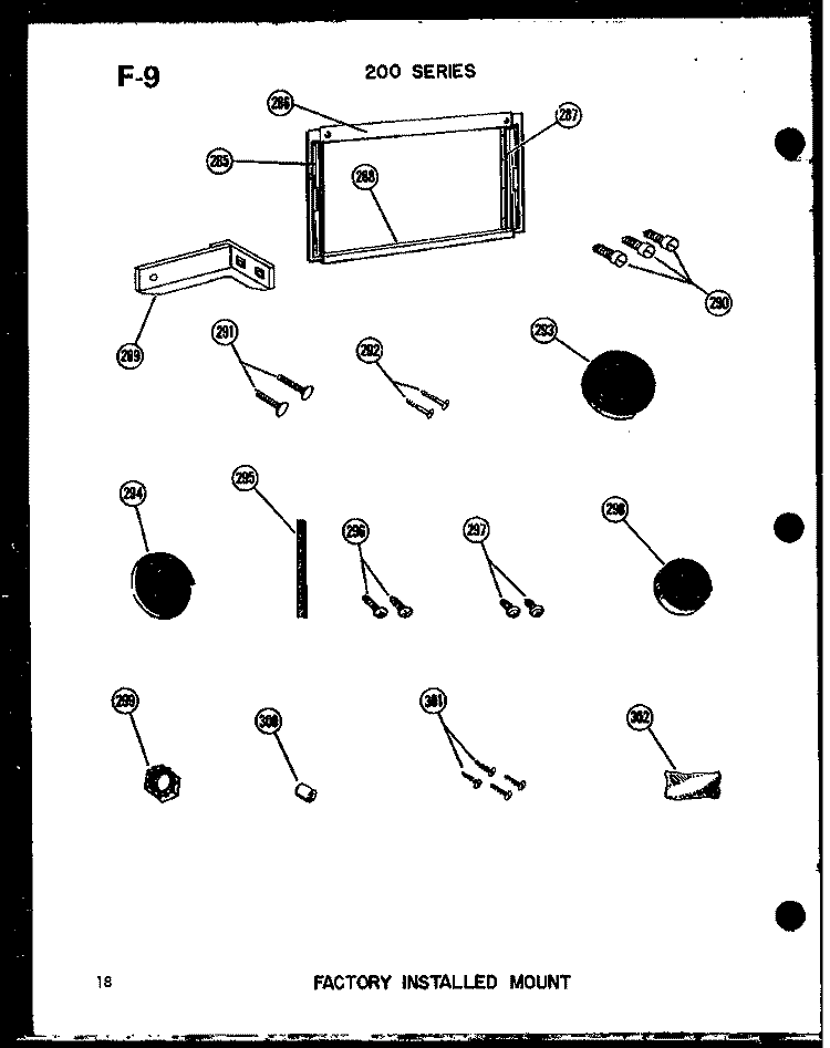 FACTORY INSTALLED MOUNT Diagram and Parts List for 218-3JM P5541702R Amana Air Conditioner