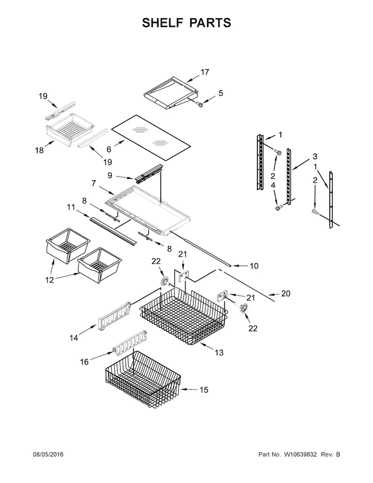 Shelf Parts Diagram and Parts List for ABB1924BRM00  Amana Refrigerator