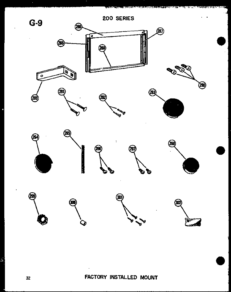 FACTORY INSTALLED MOUNT Diagram and Parts List for 218-3JM P5541723R Amana Air Conditioner
