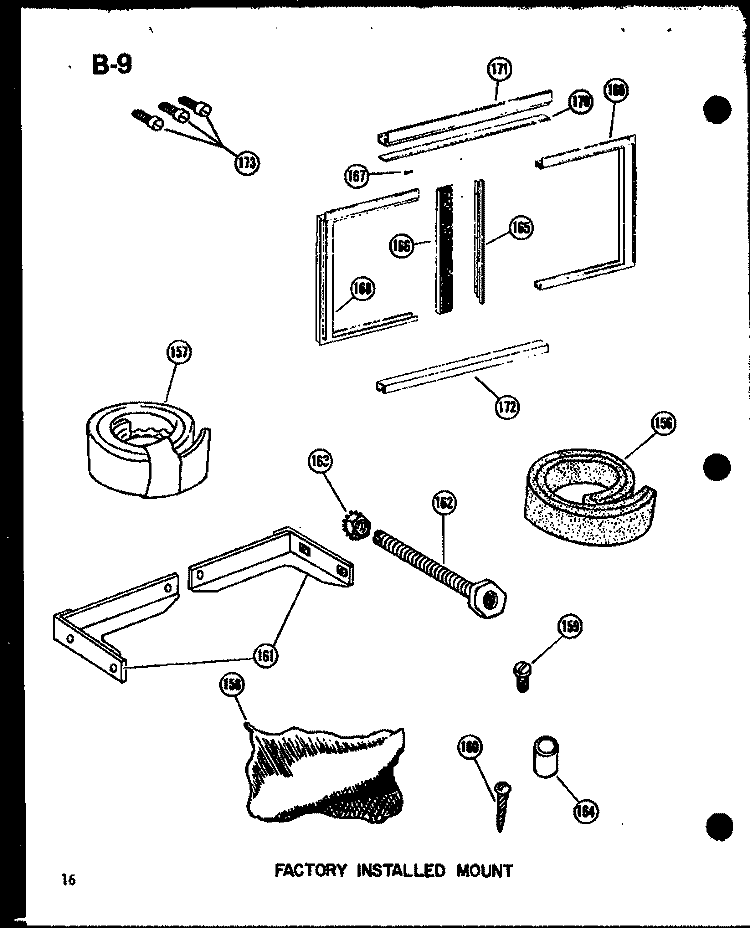 FACTORY INSTALLED MOUNT Diagram and Parts List for ES216D3MR P5541743R Amana Air Conditioner