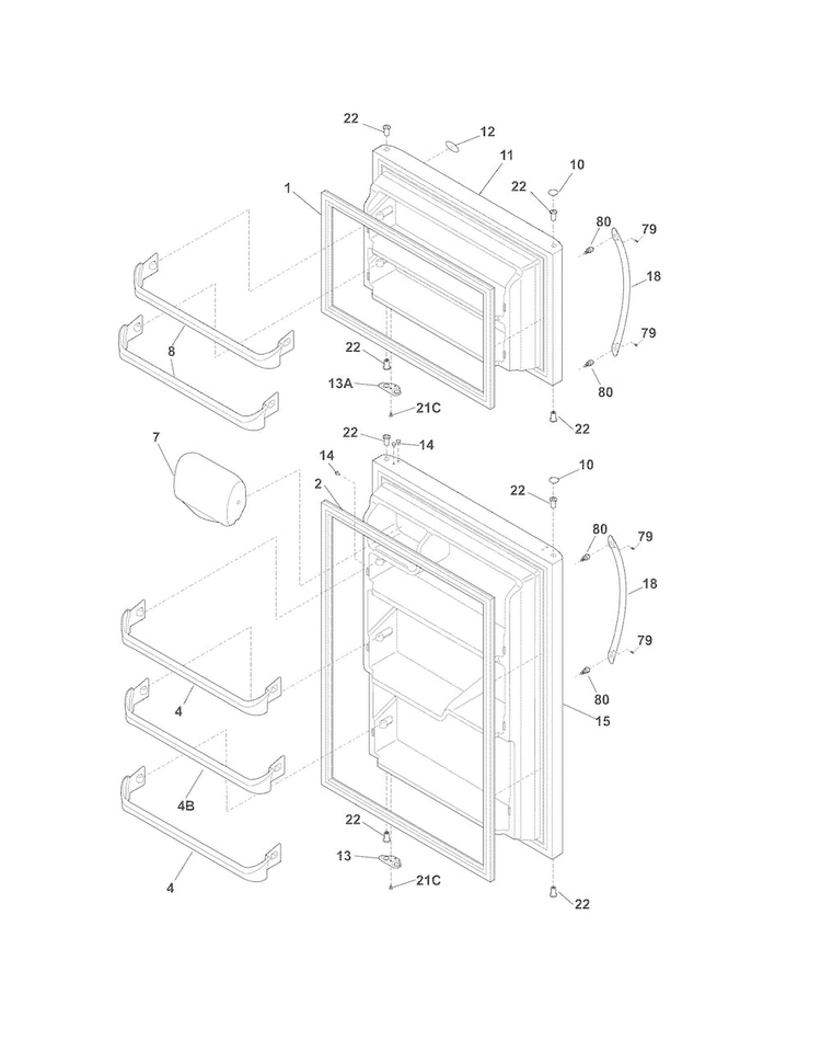 Doors Diagram and Parts List for CRT185LS9  Crosley Refrigerator