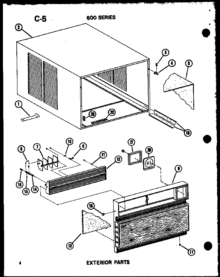 EXTERIOR PARTS Diagram and Parts List for ES619-3R P5472098R Amana Air Conditioner