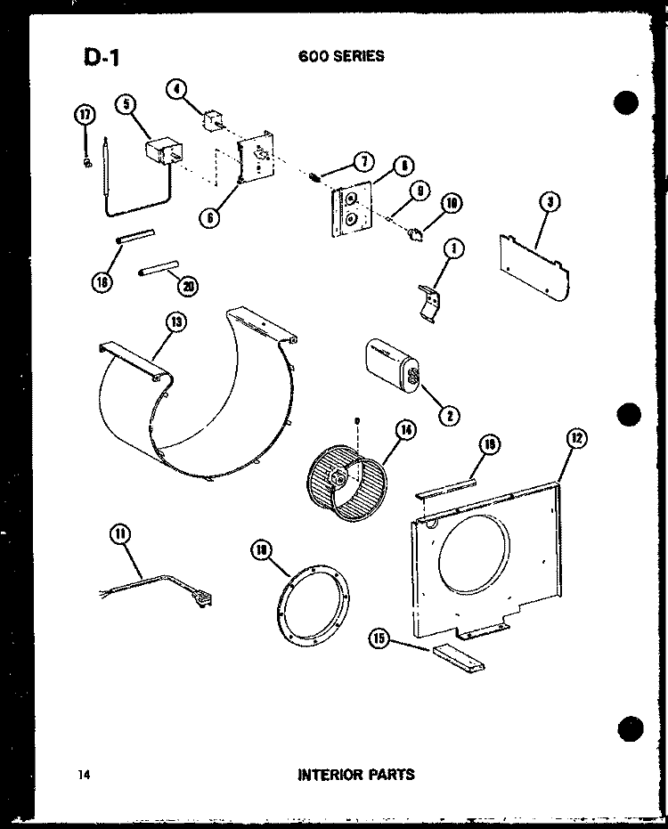 INTERIOR PARTS Diagram and Parts List for ES619-3R P5472098R Amana Air Conditioner