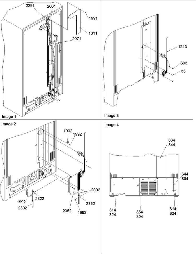 Cabinet Back Diagram and Parts List for AARS2304AC-PARS2304AC0  Amana Refrigerator
