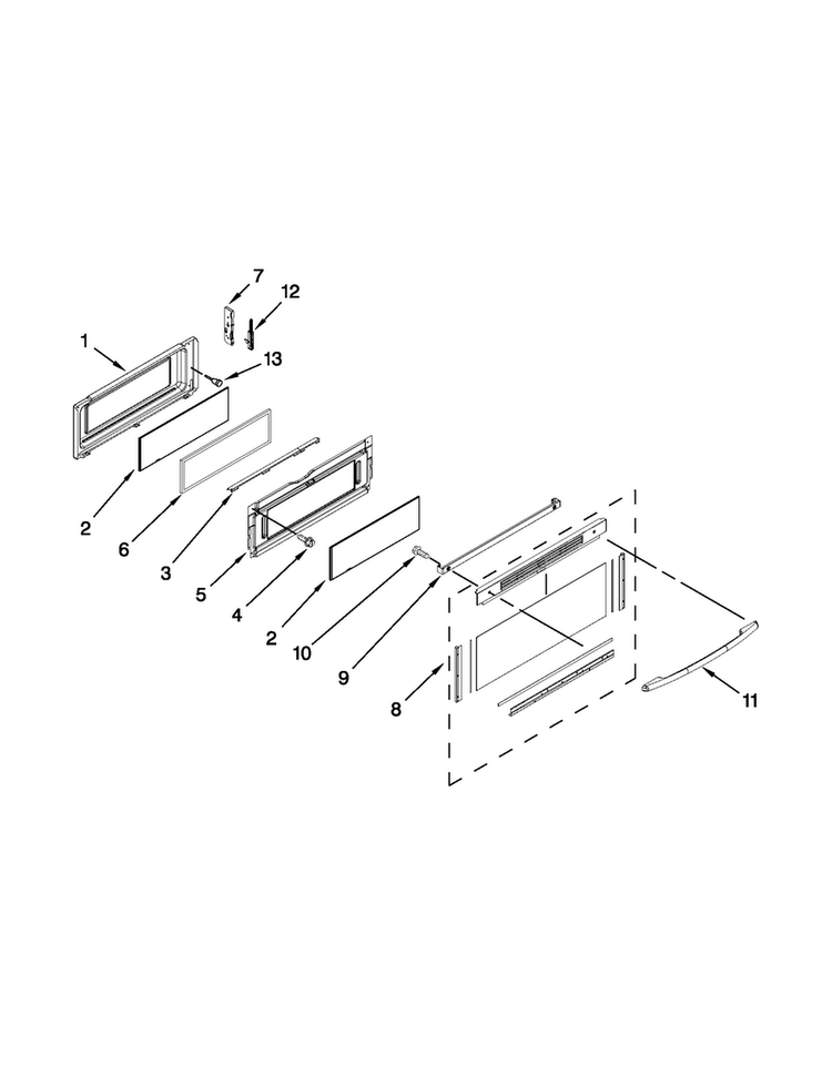 Upper Door Parts Diagram and Parts List for MGT8775XW03  Maytag Range