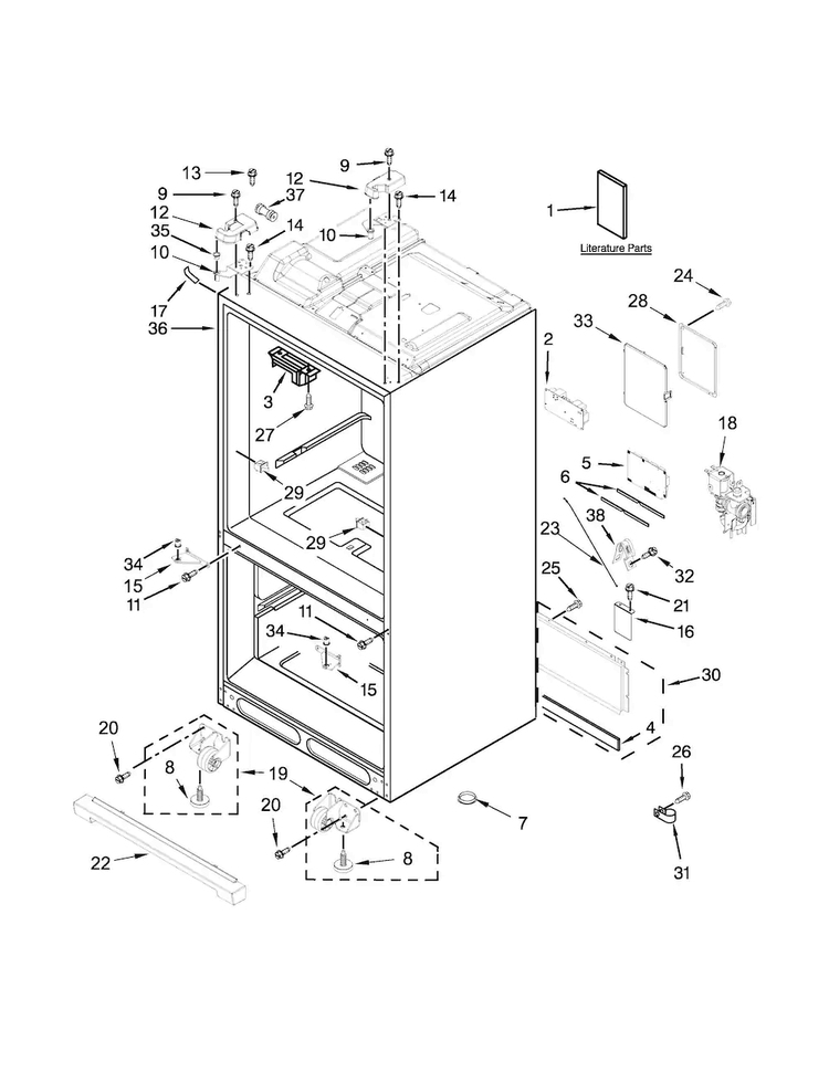 Cabinet Parts Diagram and Parts List for MFT2574DEH02  Maytag Refrigerator