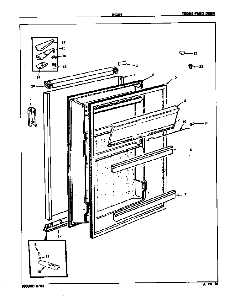 Fresh Food Door Diagram and Parts List for RC5HB E8S00 Maytag Refrigerator