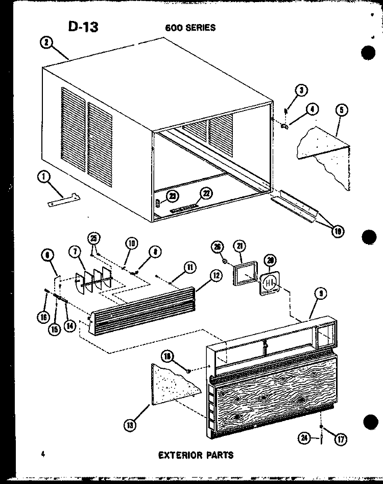 EXTERIOR PARTS Diagram and Parts List for ES6142S P6711915R Amana Air Conditioner
