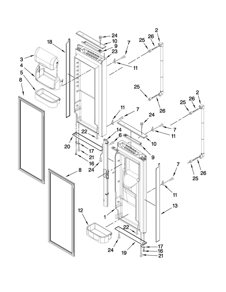 Refrigerator Door Parts Diagram and Parts List for JFC2089WTB0  Jenn-Air Refrigerator