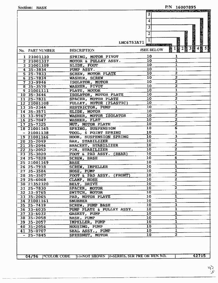 Base Page 2 Diagram and Parts List for LNC6753A71  Admiral Washer