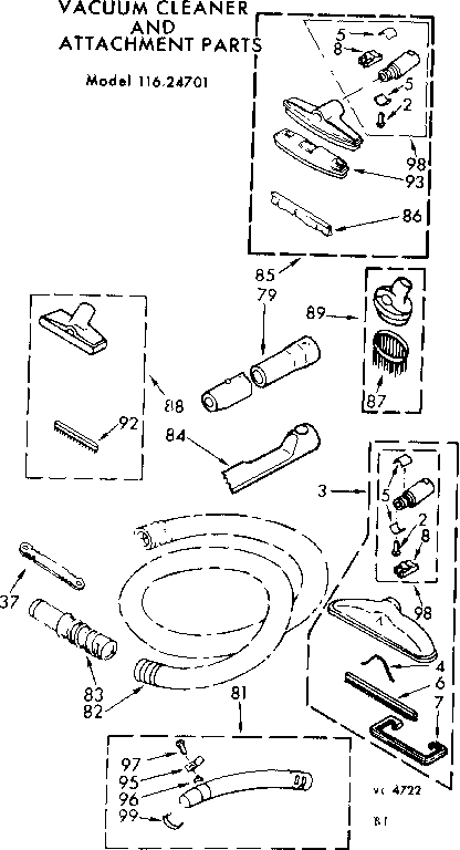Attachment Parts Diagram and Parts List for 11624701  Kenmore Filters & Accessories