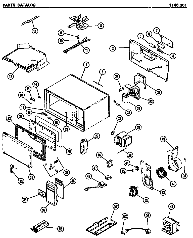 01 - Page 1 Diagram and Parts List for 1146001  Maytag Microwave