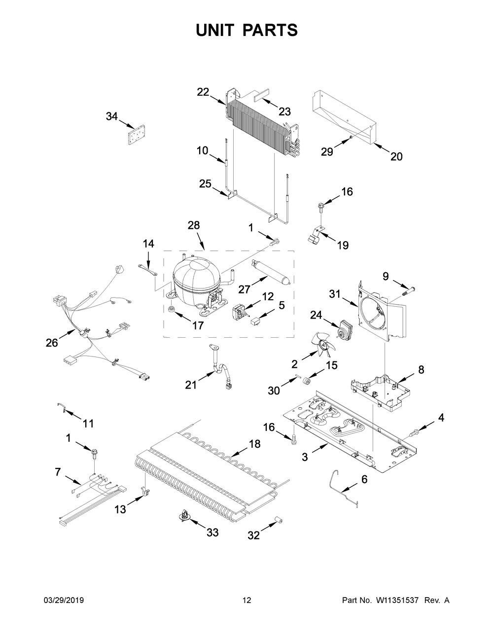 Unit Parts Diagram and Parts List for MFF2258FEZ03  Maytag Refrigerator