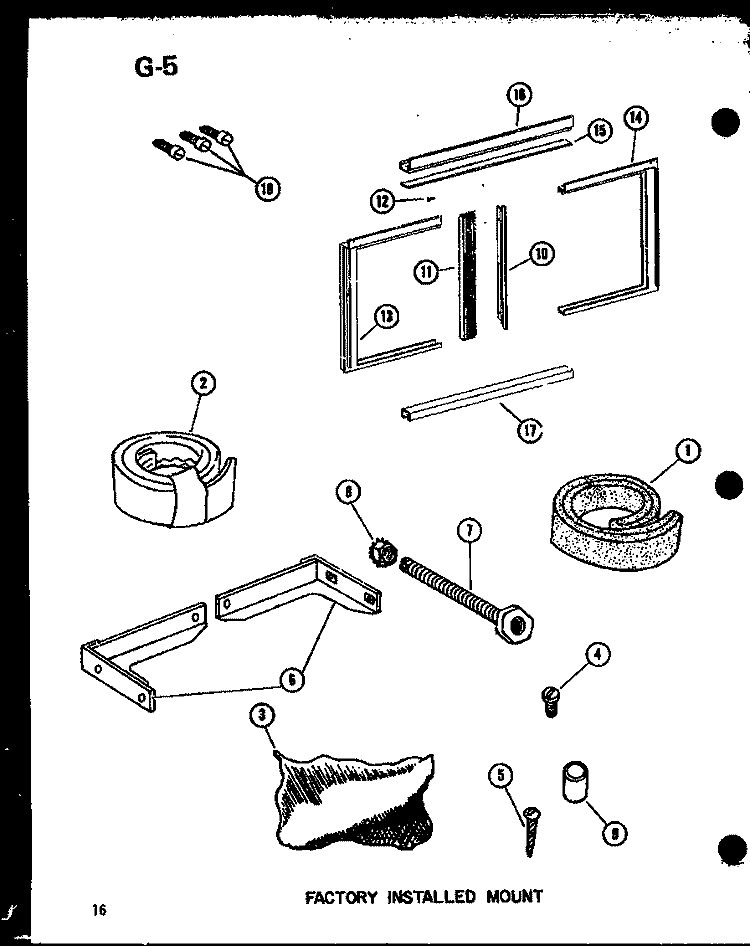 FACTORY INSTALLED MOUNT Diagram and Parts List for ES216D-3MS P5541761R Amana Air Conditioner