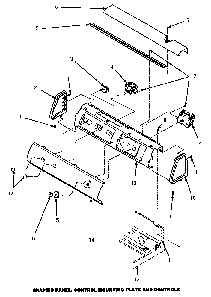 Graphic Panel, Ctrl Mtg Plate & Ctrls Diagram and Parts List for LWM353L-P1176402WL  Amana Washer
