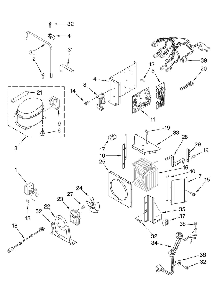 Upper Unit Parts Diagram and Parts List for JF42PPFXDB00  Jenn-Air Refrigerator