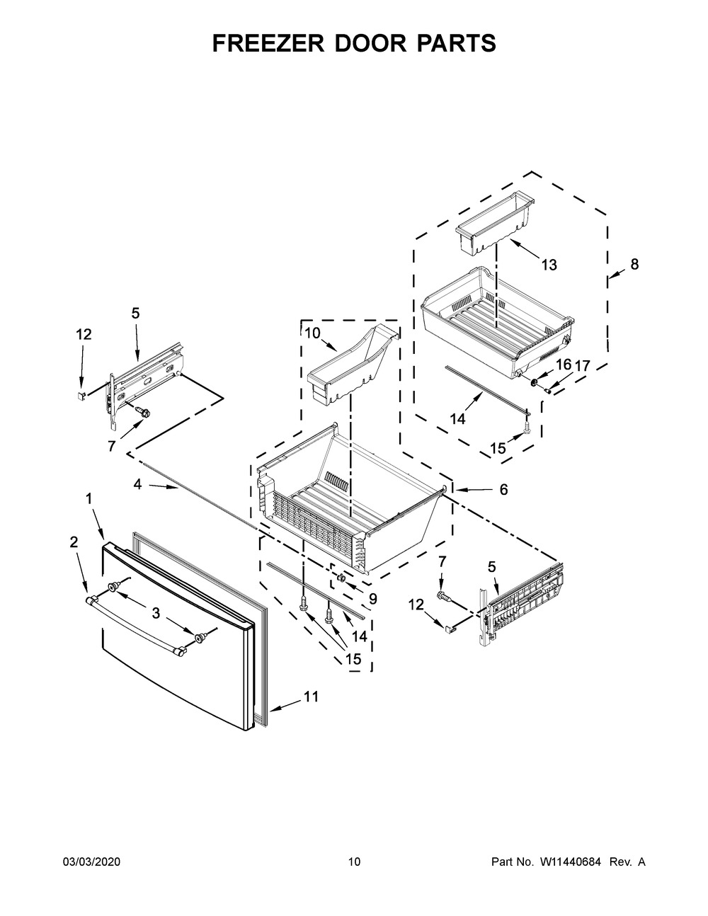 Freezer Door Parts Diagram and Parts List for MFT2772HEZ01  Maytag Refrigerator