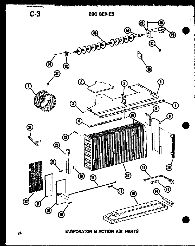 EVAP & ACTION AIR PARTS Diagram and Parts List for 218D-3WS P5541779R Amana Air Conditioner