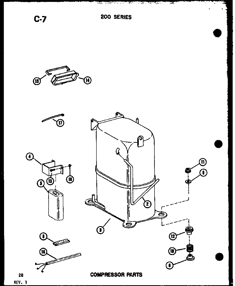 COMPRESSOR PARTS Diagram and Parts List for 218D-3WS P5541779R Amana Air Conditioner