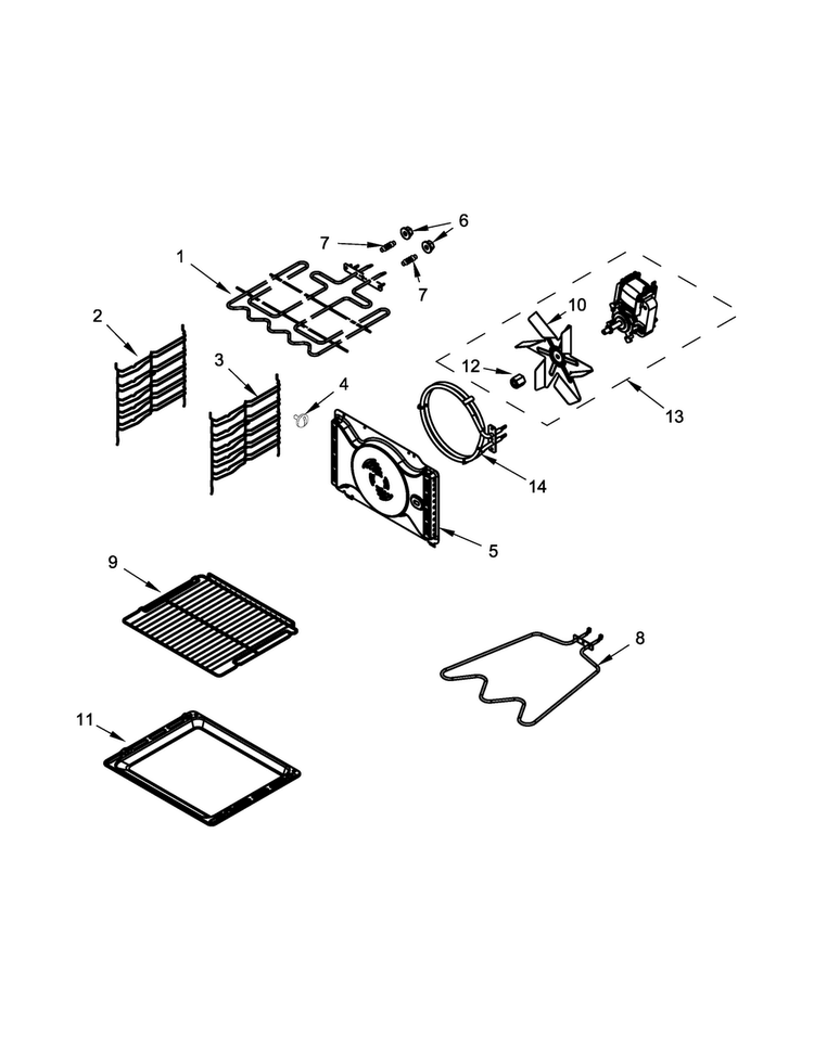 Internal Oven Parts Diagram and Parts List for MEW5524AS00  Maytag Wall Oven