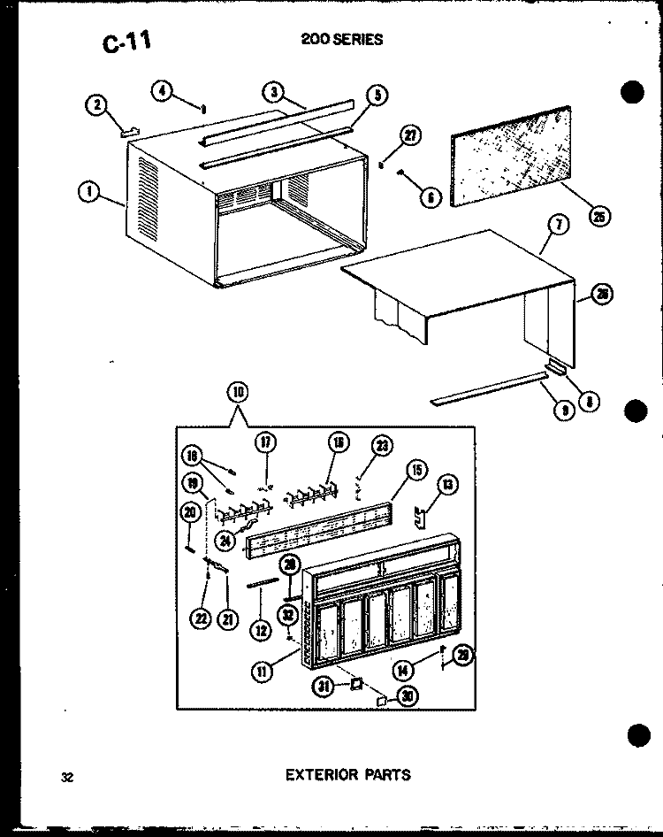 EXTERIOR PARTS Diagram and Parts List for 2183K P6753505R Amana Air Conditioner