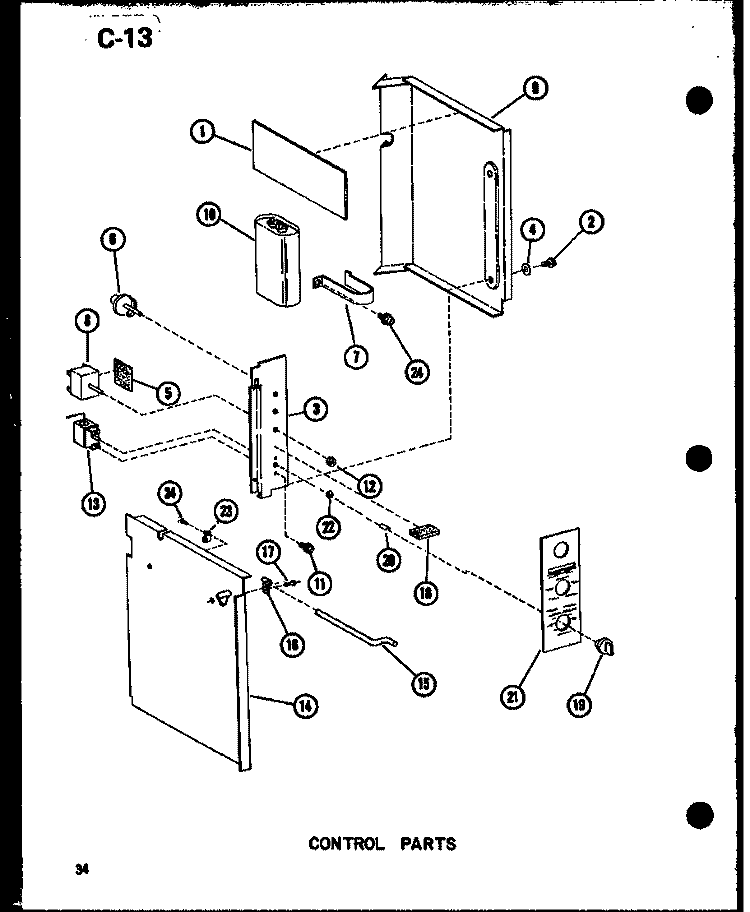 CONTROL PARTS Diagram and Parts List for 2183K P6753505R Amana Air Conditioner