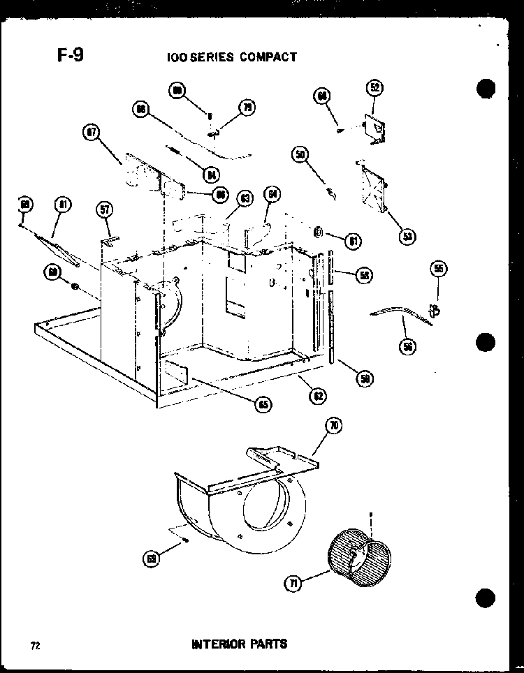 Interior Parts Diagram and Parts List for 113-5NE P54975-62R Amana Air Conditioner