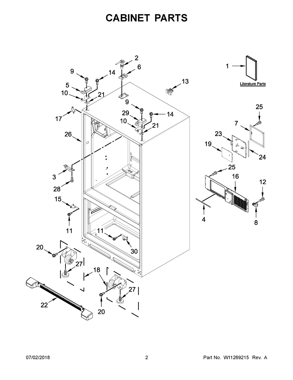 Cabinet Parts Diagram and Parts List for MFI2269FRZ03  Maytag Refrigerator