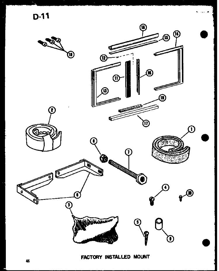 FACTORY INSTALLED MOUNT Diagram and Parts List for 218-3MK P6753504R Amana Air Conditioner