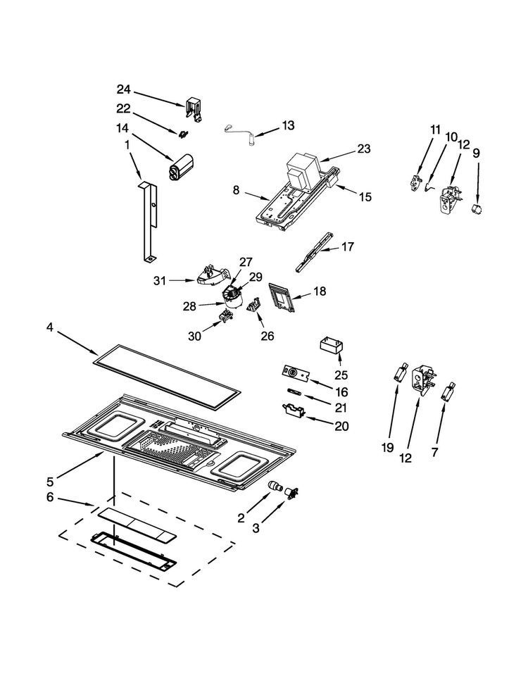 Interior And Ventilation Parts Diagram and Parts List for AMV6502REW0  Amana Microwave
