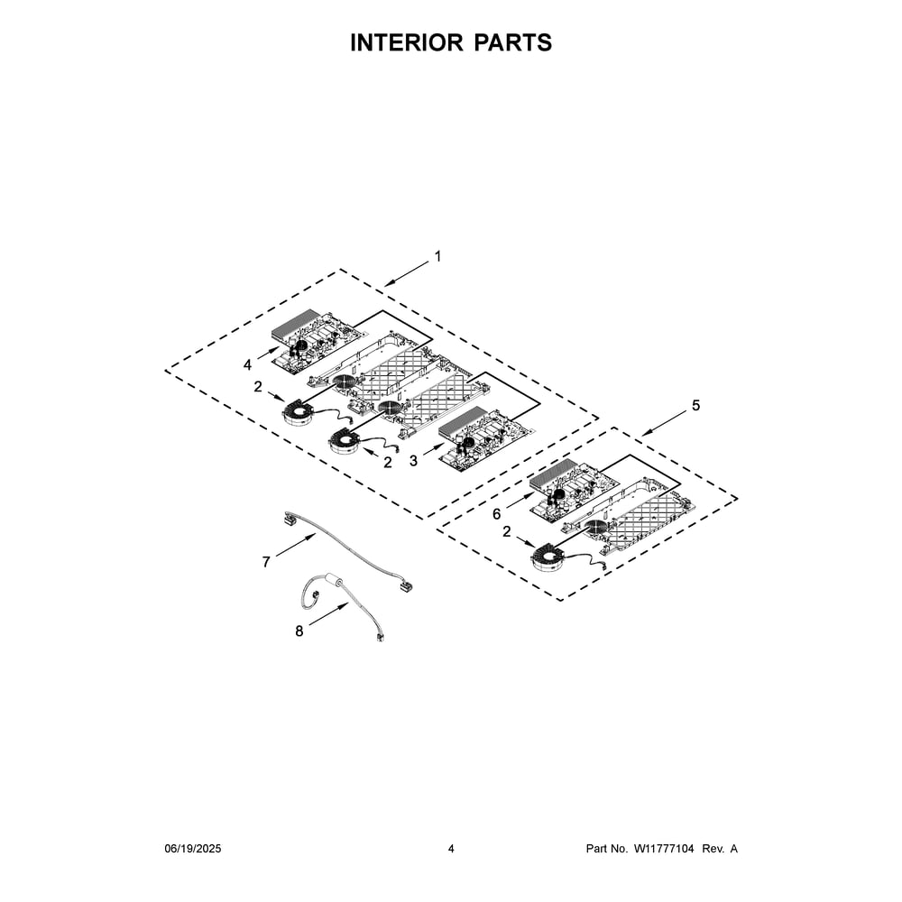 Interior Parts Diagram and Parts List for JICT736SB00  Jenn-Air Cooktop