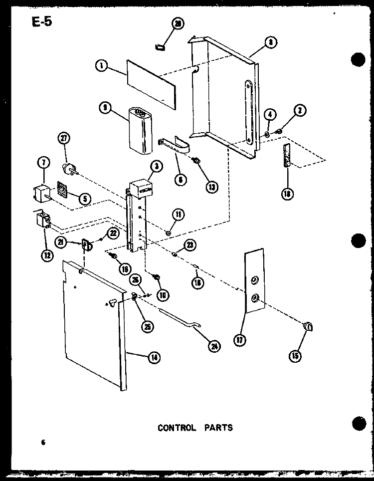 CONTROL PARTS Diagram and Parts List for 2185K P6753507R Amana Air Conditioner