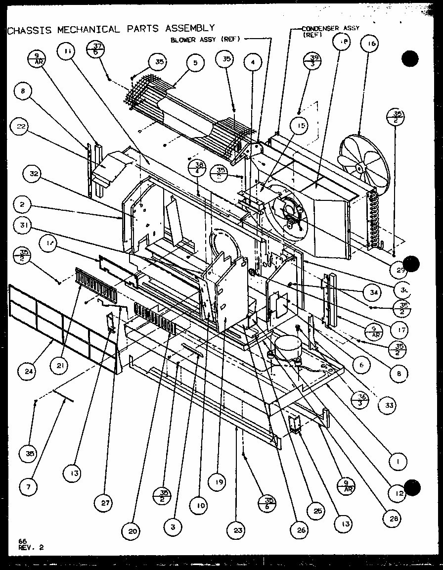 Chassis Mechanical Parts Assembly (ptc15300er/p9812522r) (ptc15400er/p9872222r) Diagram and Parts List for PTC07300ER P9882501R Amana Air Conditioner