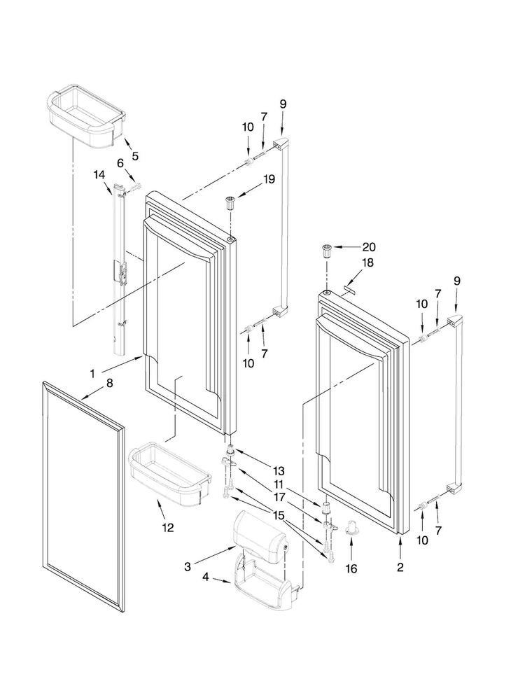 Refrigerator Door Parts Diagram and Parts List for JFC2089WEP2  Jenn-Air Refrigerator