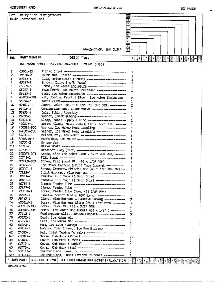 Ice Maker Assembly Page 2 Diagram and Parts List for 22474A  Admiral Refrigerator