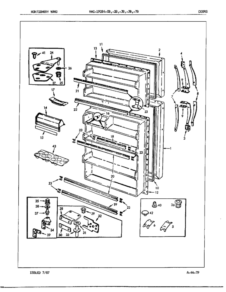 Doors/misc Diagram and Parts List for 19284A  Admiral Refrigerator