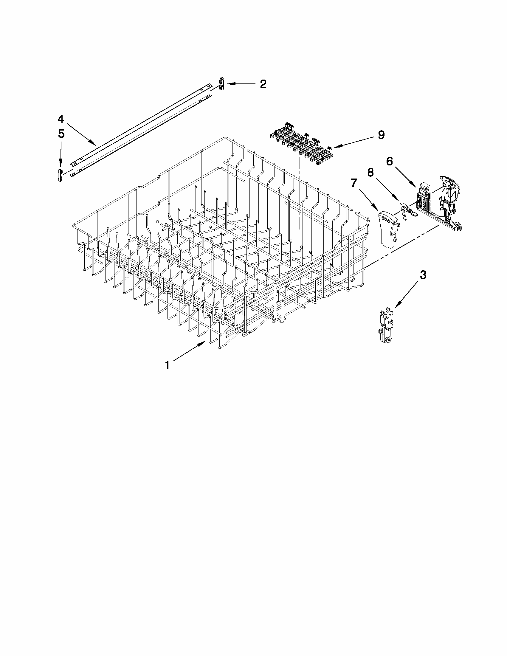 Upper Rack And Track Parts Diagram and Parts List for MDB8959AWS5  Maytag Dishwasher